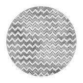 Glam Silver White Zigzag Stripes Snijplank (Voorkant)