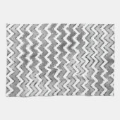 Glam Silver White Zigzag Stripes Theedoek (Horizontaal)