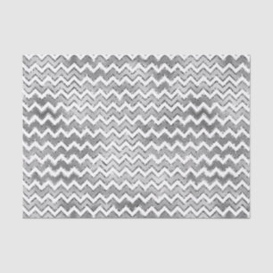 Glam Silver White Zigzag Stripes Tissuepapier