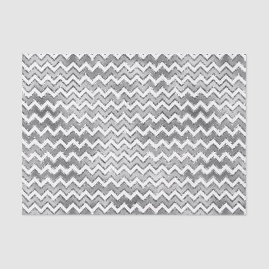 Glam Silver White Zigzag Stripes Tissuepapier (Voorkant)