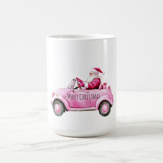 Glam Sinterklaas Roze Auto Kerstmis Koffiemok (Center)