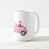 Glam Sinterklaas Roze Auto Kerstmis Koffiemok (Voorkant rechts)