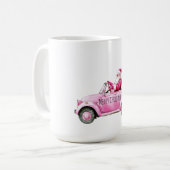 Glam Sinterklaas Roze Auto Kerstmis Koffiemok (Voorkant links)