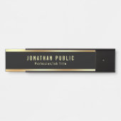 Glam Sjabloon Modern Black and Gold Trendy Deurbordje (Voorkant)