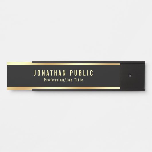 Glam Sjabloon Modern Black and Gold Trendy Deurbordje (Voorkant)