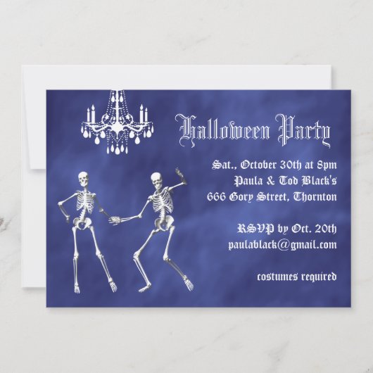 Glam Skeletten op Paarse Haze Halloween Invite Kaart (Voorkant)