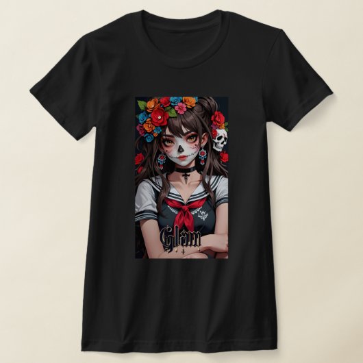 Glam Skull Girl Anime Art Manga Shirt 01 (Laagn)
