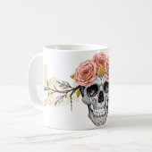 Glam Skull Mug | Elegant Gothic Halloween Cup Koffiemok (Voorkant links)