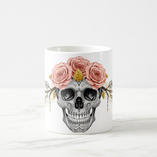 Glam Skull Mug | Elegant Gothic Halloween Cup Koffiemok (Center)