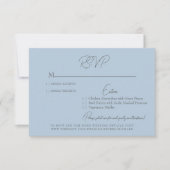 Glam Sky Blue Silver Text Wedding RSVP Kaart (Voorkant)