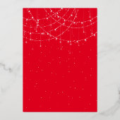Glam Slinger Licht Sneeuw Rood Kerstfeest Luxe Folie Uitnodiging (Achterkant)