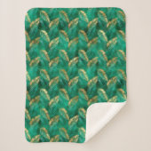 Glam smaragdgroen goud tropisch gebladerte sherpa deken (Voorkant)