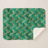 Glam smaragdgroen goud tropisch gebladerte sherpa deken (Voorkant (horizontaal))