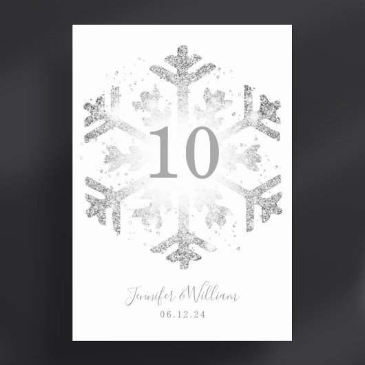 Glam Sneeuwvlok Xmas Bruiloft Zilver Kaart