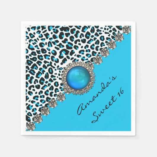 Glam Snow Leopard Sweet 16 aangepaste verjaardag s Servetten (Voorkant)