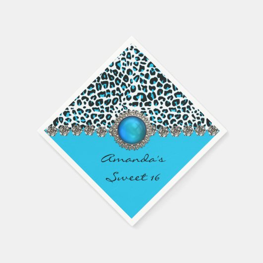 Glam Snow Leopard Sweet 16 aangepaste verjaardag s Servetten (Hoek)