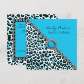 Glam Snow Leopard Sweet Zestien Uitnodiging (Voorkant / Achterkant)