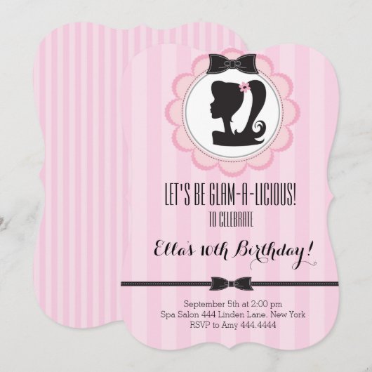 Glam Spa Birthday Party Invitation Kaart (Voorkant / Achterkant)