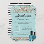 Glam Spa Day Manicure Pamper Party Kaart (Voorkant / Achterkant)