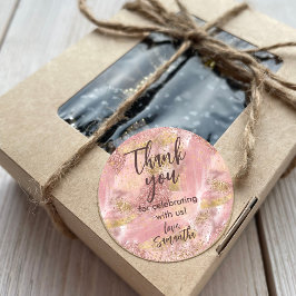 Glam Spa Feest Faux Glitter Bedankkaartje Ronde Sticker