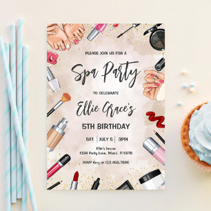 Glam Spa Make-up Blush Roze Goud Verjaardagsfeest Kaart