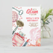 Glam Spa Makeup Birthday Party Kaart (Staand voorkant)