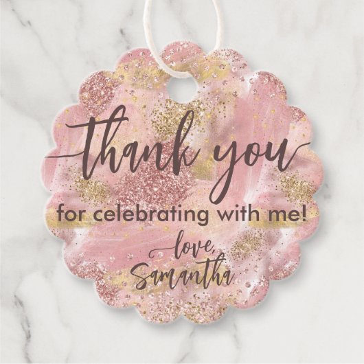 Glam Spa Party Faux Glitter Bedankt Favor Bedankjes Labels (Voorkant)