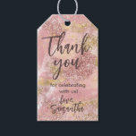 Glam Spa Party Faux Glitter Bedankt Favor Cadeaulabel<br><div class="desc">Moderne en elegante vormgeving met de leuke artsy gouden strepen en glitterelementen van het roos met elegante handlettertypen in combinatie met een minimalistische eenvoudige lettersoort. Al tekst is aanpasbaar voor om het even welke gebeurtenis en zou geweldig voor tween, tiener, of vrouwenspa en glam make-up feestjes, sleepovers, of weekendverre bachelorette...</div>