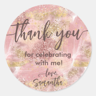 Glam Spa Party Faux Glitter Bedankt Favor Ronde Sticker