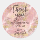 Glam Spa Party Faux Glitter Bedankt Favor Ronde Sticker (Voorkant)