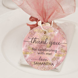 Glam Spa Party Faux Roos Gouden Glitter Dank u Bedankjes Labels
