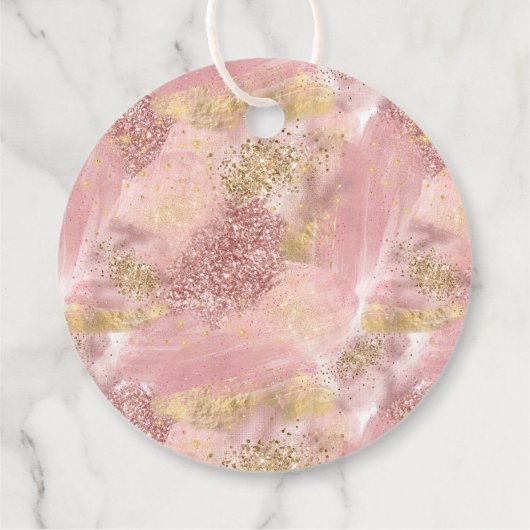 Glam Spa Party Faux Roos Gouden Glitter Dank u Bedankjes Labels (Achterkant)