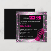Glam Sparkelroze High Hielzweet Sixteen nodigt uit Kaart (Voorkant / Achterkant)