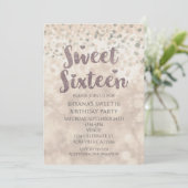 Glam Sparkle Confetti Sweet 16 Verjaardagsuitnodig Kaart (Staand voorkant)