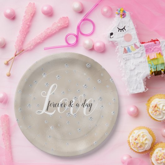 Glam sparkle diamanten champagne blush glitz papieren bordje (Feest)