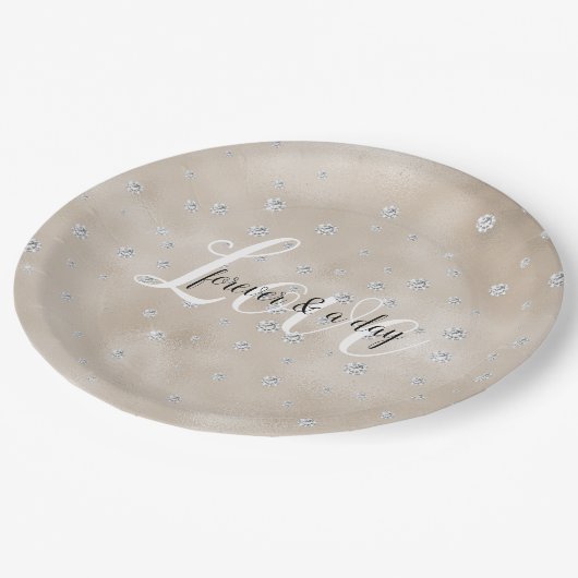 Glam sparkle diamanten champagne blush glitz papieren bordje (Gekanteld)