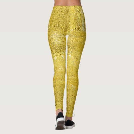 Glam sparkle en glans faux gouden patroon leggings (Achterkant)
