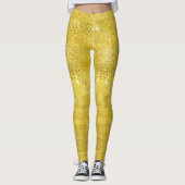 Glam sparkle en glans faux gouden patroon leggings (Voorkant)