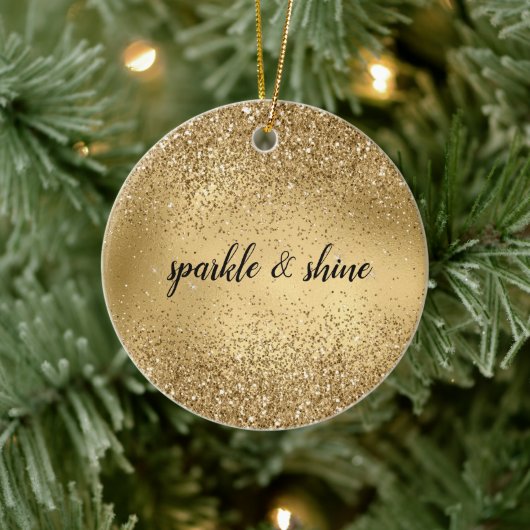 Glam Sparkle Faux Glitter Keramisch Ornament (Boom)