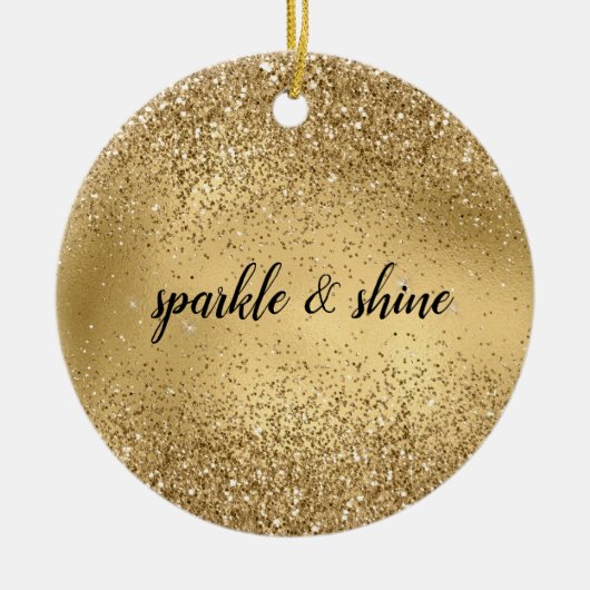 Glam Sparkle Faux Glitter Keramisch Ornament (Voorkant)