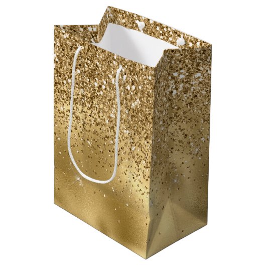 Glam Sparkle Faux Glitter Medium Cadeauzakje (Voorkant Gekanteld)