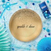 Glam Sparkle Faux Glitter Papieren Bordje (Feest)
