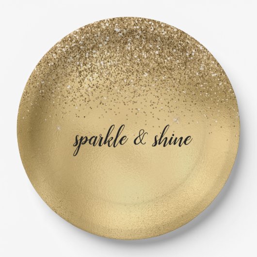 Glam Sparkle Faux Glitter Papieren Bordje (Voorkant)