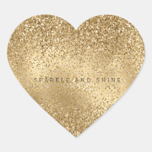 Glam Sparkle Leopard Print Glitter Hart Sticker
