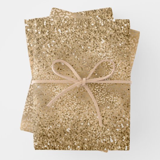 Glam Sparkle Leopard Print Glitter Inpakpapier Vel (In situ)
