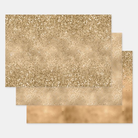 Glam Sparkle Leopard Print Glitter Inpakpapier Vel (Set)
