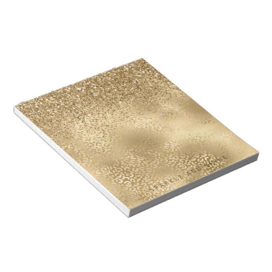 Glam Sparkle Leopard Print Glitter Notitieblok (Schuin)