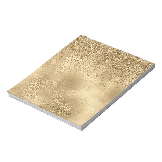 Glam Sparkle Leopard Print Glitter Notitieblok (Linkerzijde)