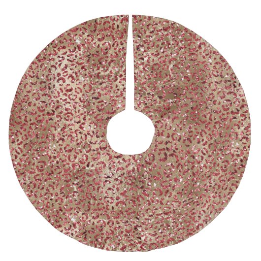 Glam Sparkle Red Glitter Gold Luipaard Print Kerstboom Rok (Voorkant)