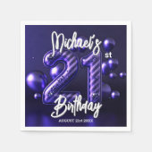 Glam Sparkling Paarse Metallic 21e Verjaardag Servet (Voorkant)
